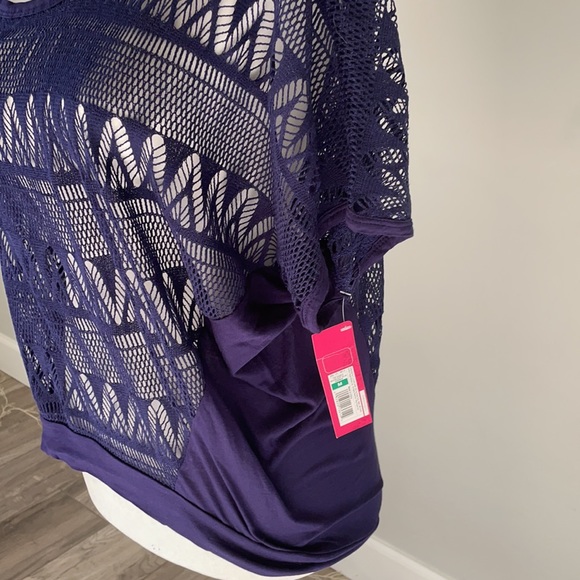 Navy bathing suit cover up top crochet - Picture 2 of 8